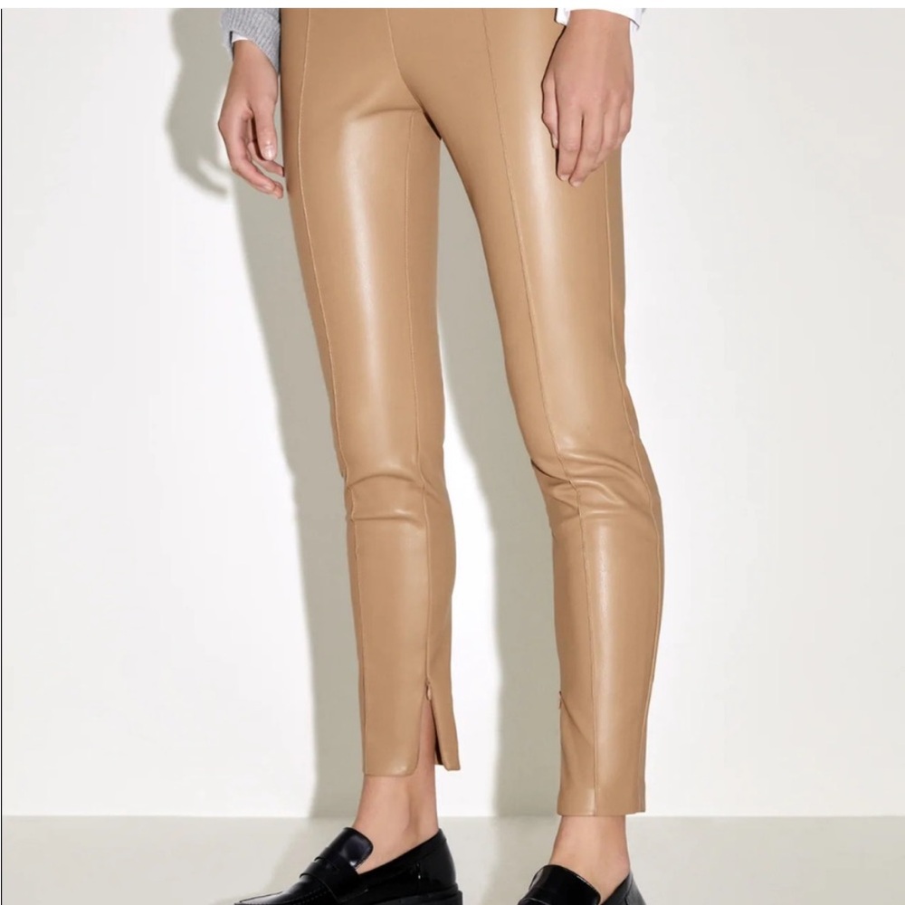 Zara Midrise Faux Leather Pleated Legging NWT